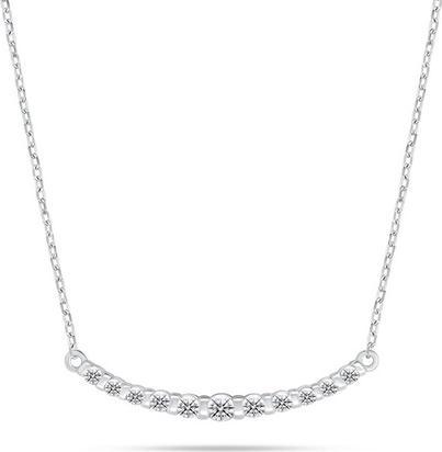 Brilio Silver - Decent Silver Petals Necklace with Pink Opal NCL165WP