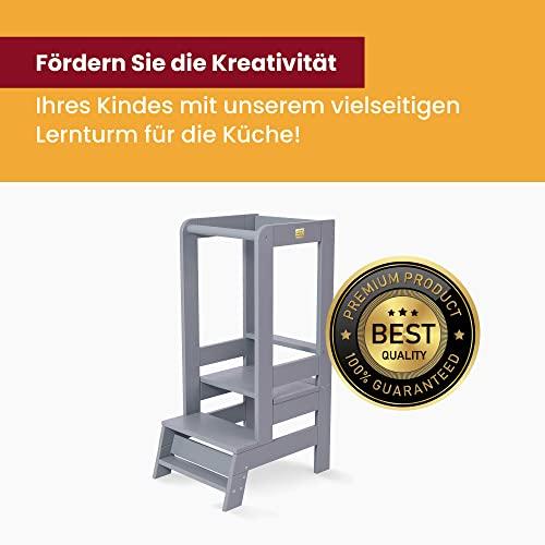 Produktbild Activity Board Lernturm für Kinder - Baby Verstellbar Learning Tower aus Natur Holz, Kleinkind Stabil Lernstuhl