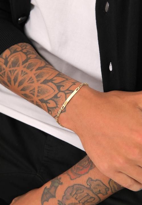 Produktbild Kuzzoi Armband Herren ID Platte Figaro Klassisch 925 Silber (21 cm, 925er Silber)