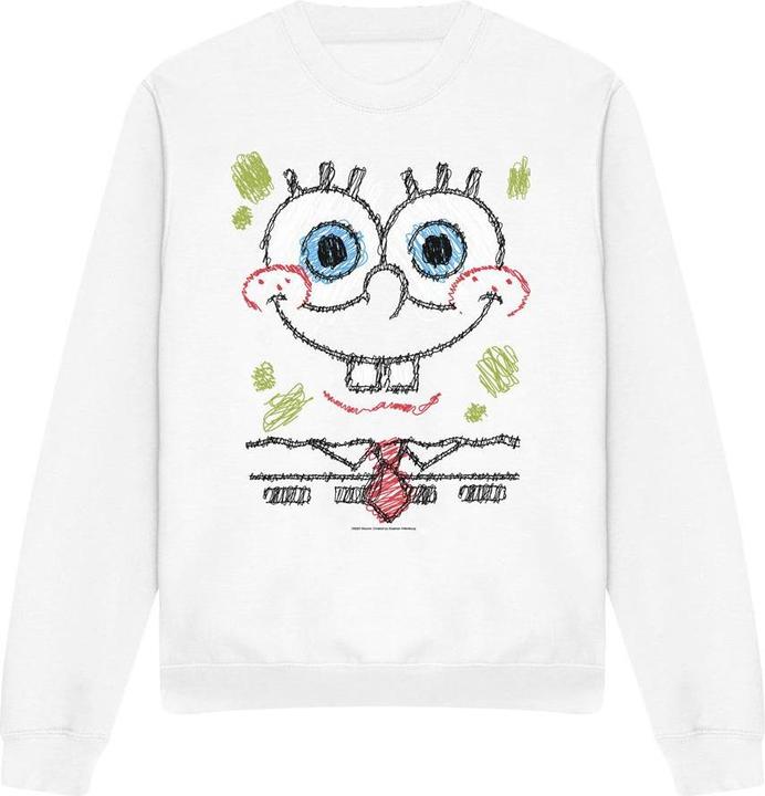 Actual product image Spongebob Squarepants Unisex Adult Scribble Smile Sweatshirt (M)