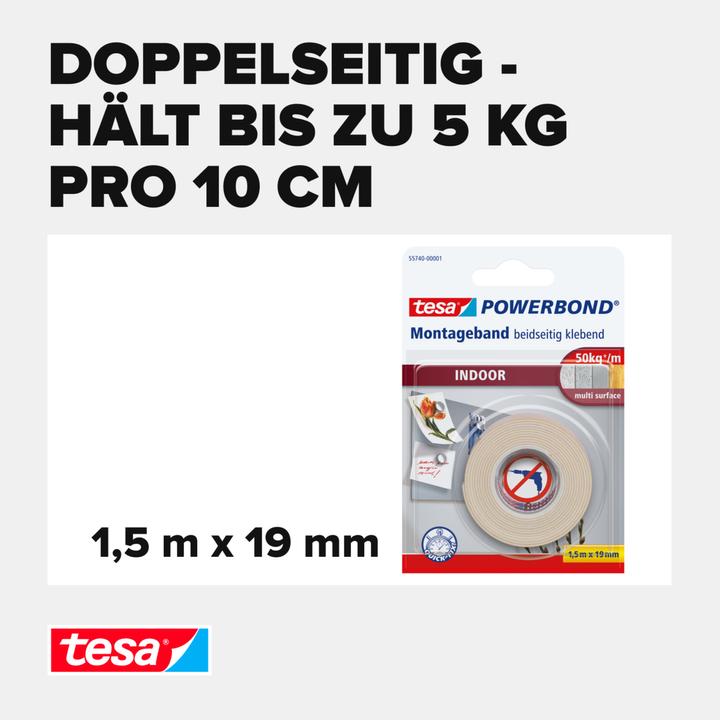 Actual product image tesa Powerbond INDOOR double-sided mounting tape (19 mm)