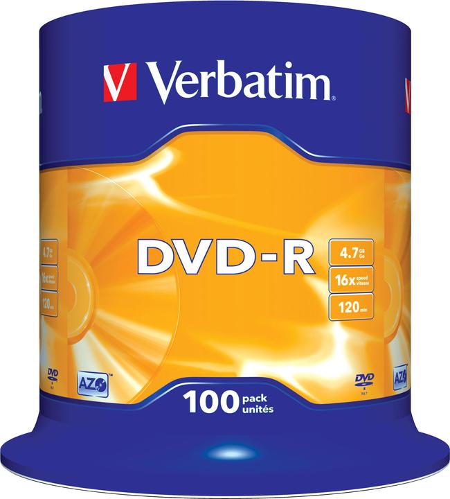 Verbatim DVD-R, 16x, 4,7 GB, 100 mandrini (100 x)