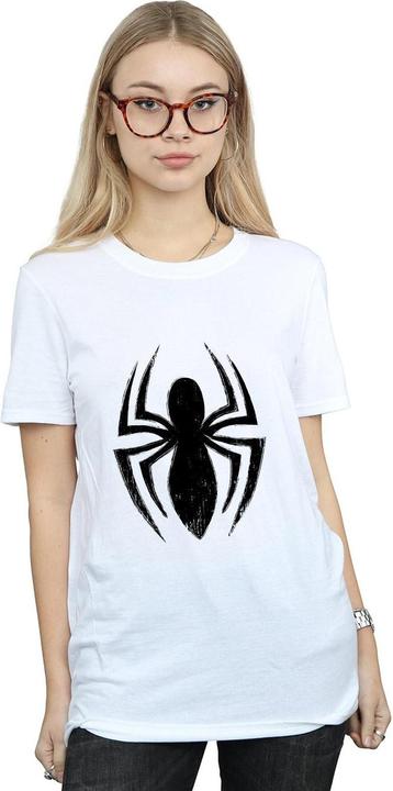 Actual product image Womens/Ladies Spider-Man Ultimate Spider Logo Cotton Boyfriend T-Shirt (L)