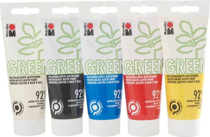 Actual product image Marabu Craft Paint Alkyd Paint Green Set Basic, 5 x 100 ml (Multinational, 100 ml)