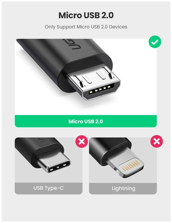 Produktbild Ugreen Micro USB 2.0 OTG Adapter Cable (0.10 m, USB 2.0)