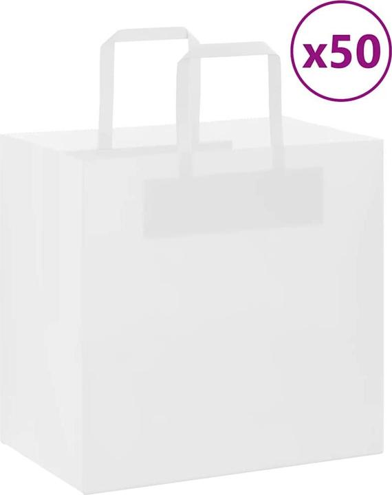 Image du produit VidaXL Sacs en papier kraft 50 pcs. avec anse Blanc 26x17x25 cm Sac en papier (Pochette cadeau, 50 x)
