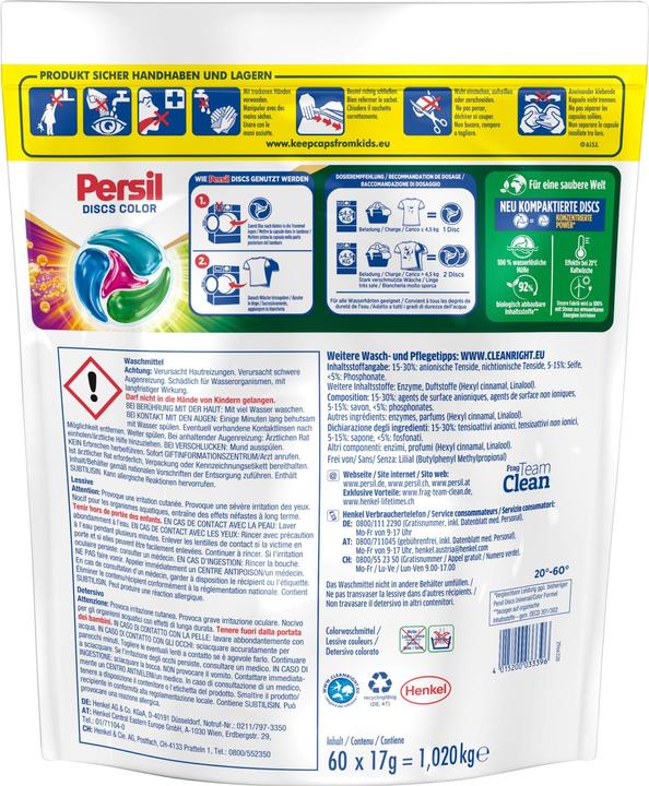 Actual product image Persil Colour Discs 60Wl (60 Washing cycles, Tabs)