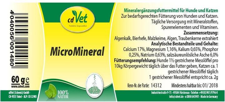 Produktbild cdVet Hunde-Nahrungsergänzung MicroMineral, Hund & Katze, 150 g (Junior, Senior, Adult, 1 Stk., 150 g)