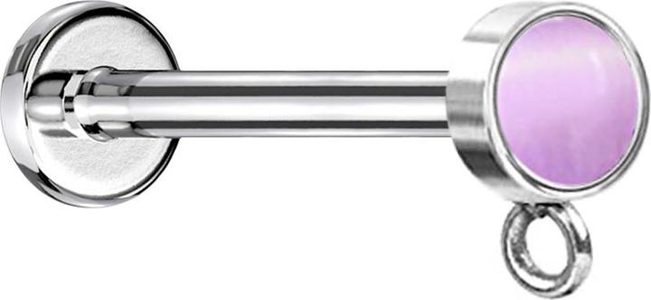 Star Piercing Micro Labret Innengewinde silber mit Zylinder viloletter Katzenauge Stein Ring für Anhänger (ohne Messing, Chirurgenstahl 316L, Mineralisch)