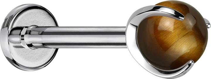Actual product image Star Piercing Micro Labret internal thread silver ball tiger eye stone set (Mineral, without brass, Titanium G23)