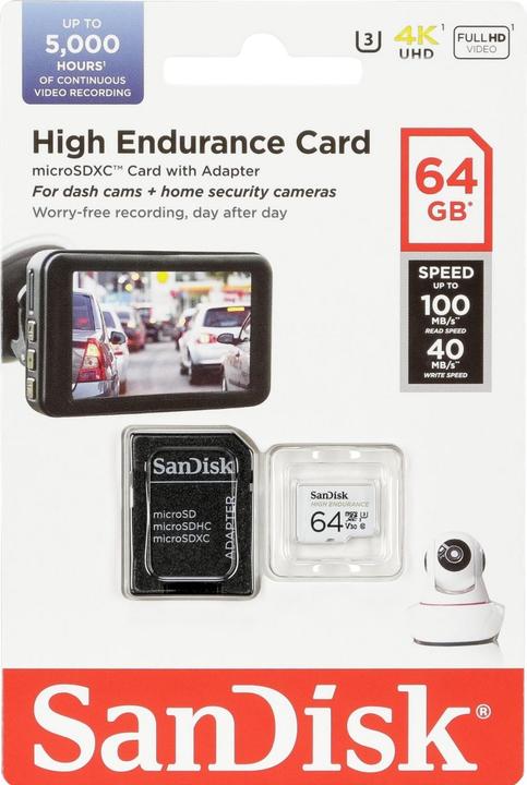 Actual product image SanDisk High Endurance (64 GB, microSDXC, U3, UHS-I)