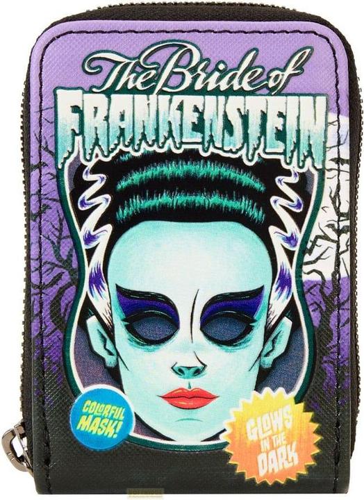 Actual product image Loungefly Universal Monsters by Wallet Bride of Frankenstein Neon Mask