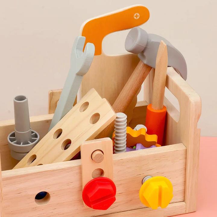 Produktbild Activity Board Kinder hölzerne Werkzeugkasten Pretend Play Set Mutter Demontage Schraube Montage Simulation