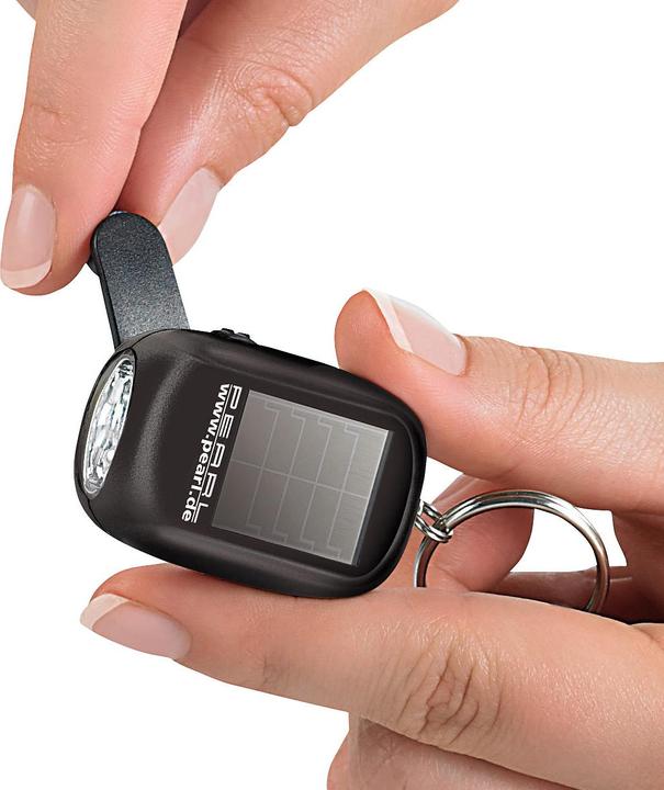 Actual product image Pearl Mini Solar LED Flashlight with Dynamo & Key Ring