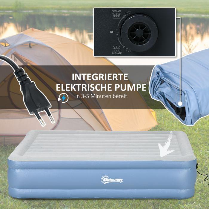 Image du produit Swisshandel24 Matelas de camping pour 2 personnes, gonflable, pompe intégrée, sac de transport, 203x152x46cm (152x203)