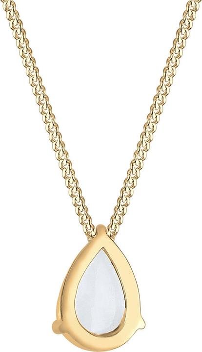 Produktbild Elli Edelsteinkette, Tropfen (Mondstein, 925 Sterling Silber vergoldet, 45 cm)