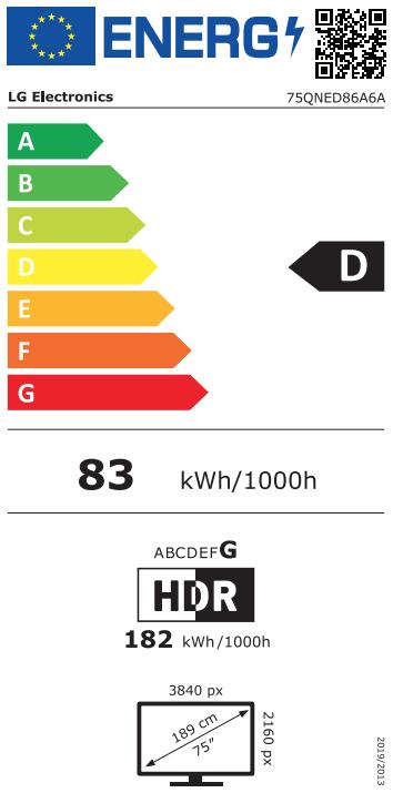 Energy Label LG 75-Zoll QNED evo AI QNED86 MiniLED 4K Smart TV (75", QNED)