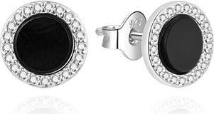 Actual product image Agato Original silver earrings with black enamel AGUP3499