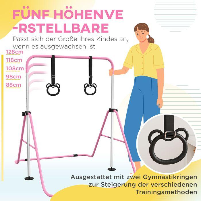 Produktbild Swisshandel24 Kinder Gymnastik Turnreck 5-stufige höhenverstellbar Reckstange Stahl Rosa