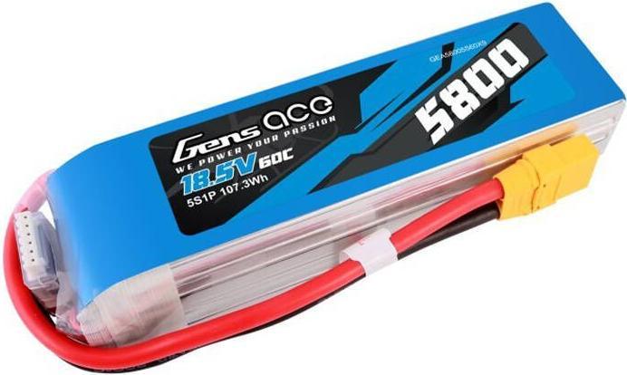 Gens Ace 5800mAh 60C 18.5V 5S1P Lipo Battery Pack with XT90 plug (18.50 V, 5800 mAh)