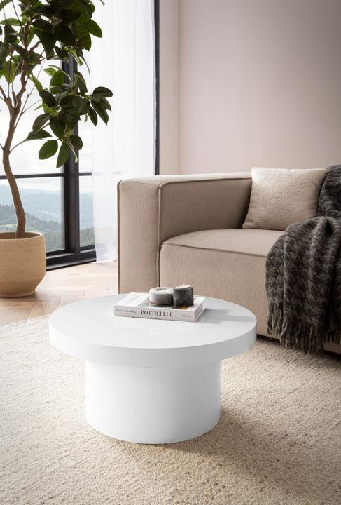 Actual product image FineBuy Couchtisch Sofatisch Weiss 60 cm Hochglanz Wohnzimmertisch Rund Klein (Ø 60 x 30 cm)