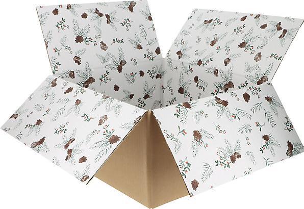 Actual product image kaiserkraft Folding corrugated cardboard box with inside Christmas print, brown, pack of 20 (20 x)