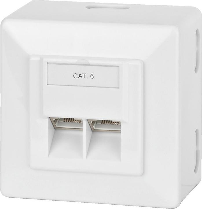 Actual product image Goobay CAT 6 universal outlet incl. surface mounting frame 2x RJ45 network outlet shielded