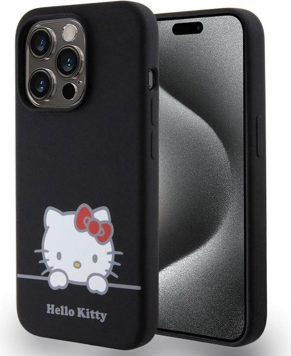 Hello Kitty Custodia in silicone liquido con logo Daydreaming per iPhone 15 Pro - Nero (Apple iPhone 15 Pro)