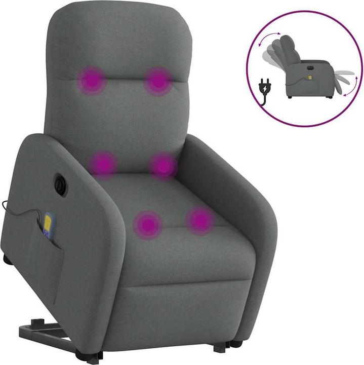 Produktbild VidaXL Elektrischer Massagesessel mit Aufstehhilfe Dunkelgrau Stoff