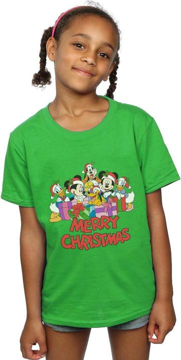 Actual product image Disney Girls Mickey Mouse And Friends Christmas Cotton T-Shirt (152, 158)