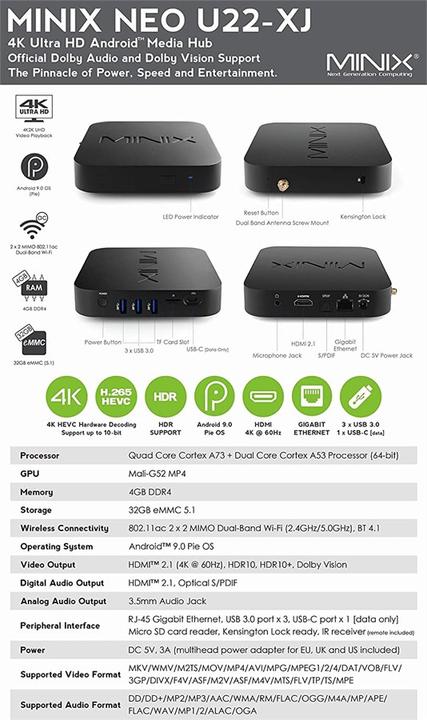 Produktbild Minix NEO U22-XJ (4 GB, Android 9.0 (Pie))