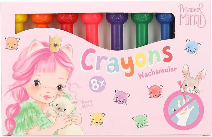 Actual product image Magni Princess Mimi wax crayon with topper 8 colours 8 pieces (Multicoloured, 8 x)