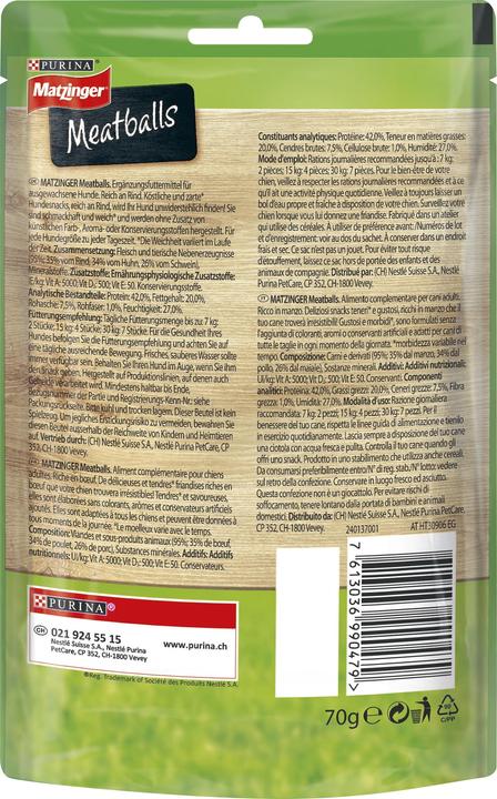 Produktbild Matzinger Meatballs (Adult, 1 Stk., 70 g)