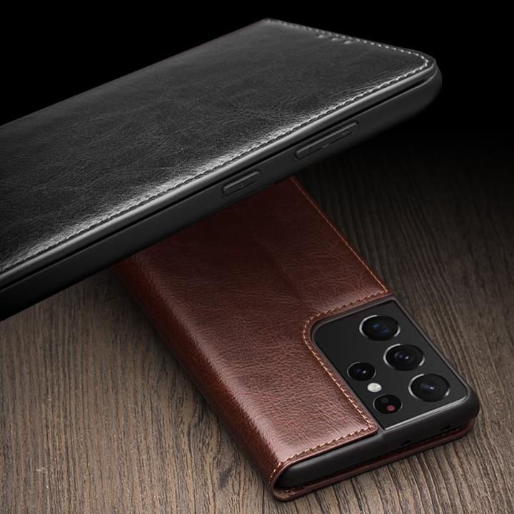 Actual product image QiAlino Fourre Flip cuir véritable (Samsung Galaxy S22)