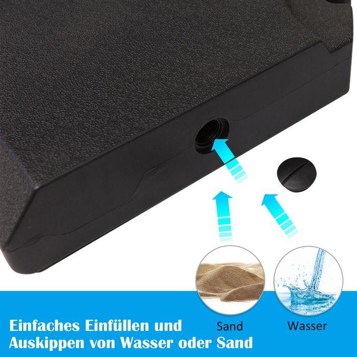Actual product image Swisshandel24 Umbrella weight, 4-piece umbrella stand, can be filled with 80 water or 120 sand, HDPE, black