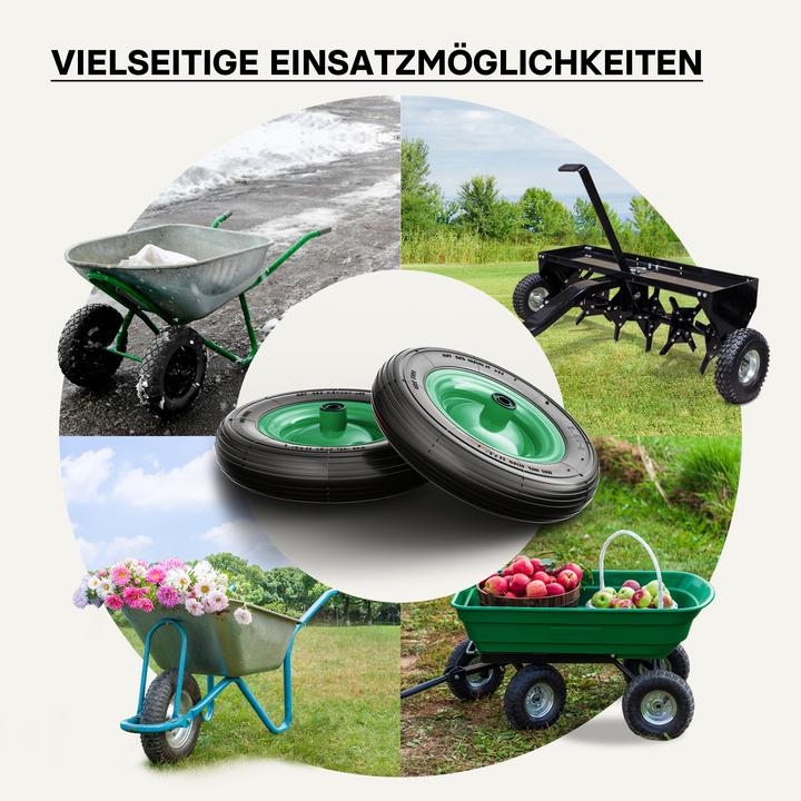 Produktbild Wiltec Rad Reifen 3.50-8 120kg Winkelventil Luftreifen Felge Ersatzrad Sackkarre