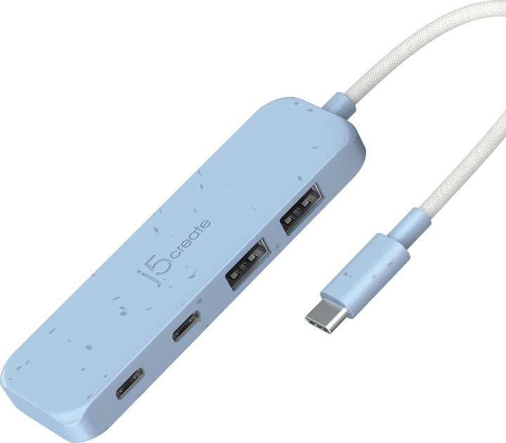 Actual product image j5Create Eco-Friendly USB-C to 4-Port Type-C & Type-A Gen 2 Hub, USB 3.2 Gen 1 (3.1 Gen 1) Type-C, U (USB-C, 4 Ports)