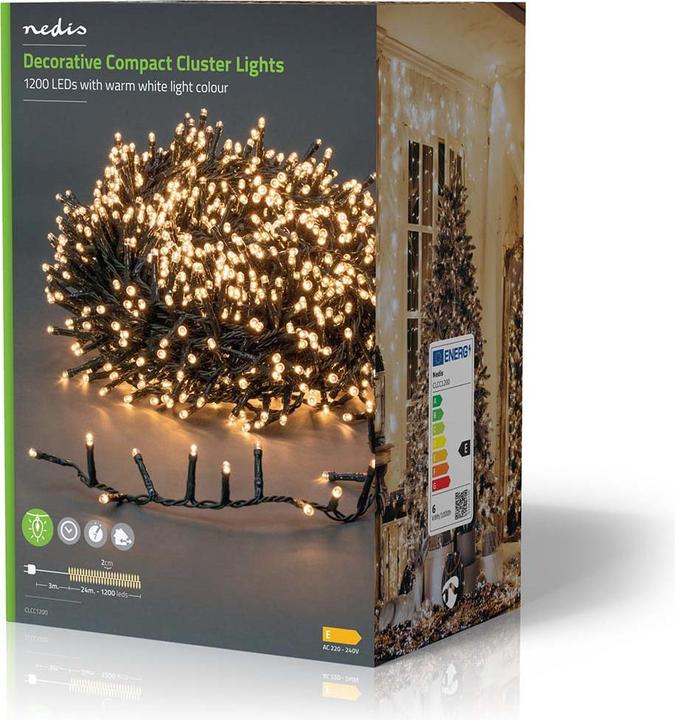 Image du produit Nedis Luminaires décoratifs | Grappe compacte | 1200 LED's Blanc chaud | 24 m | Effets de lumière : 7 | (24 m)