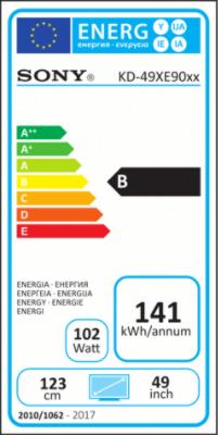 Label énergétique Sony Kd-49xe9005 (49", LCD, 4K, 2017)
