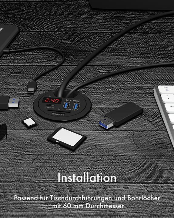 Actual product image Icy Box Ib-Hub1404 (USB-A, 3 Ports)