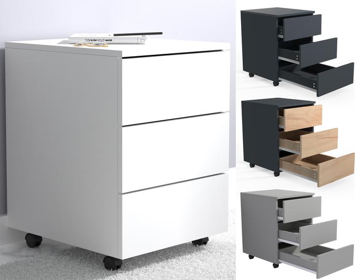 Produktbild VCM Rollcontainer Beistellcontainer Bürocontainer Rollen rollbar Dasola 3 Schublade (39 x 70 x 55 cm)