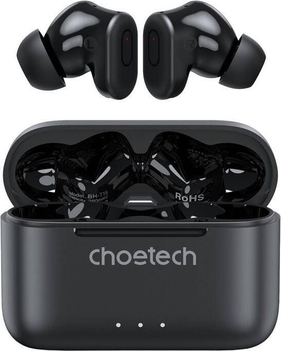 Actual product image Choetech Wireless Earphones TWS BH-T15 ANC+ENC (black) (ANC, 6 h, Wireless)
