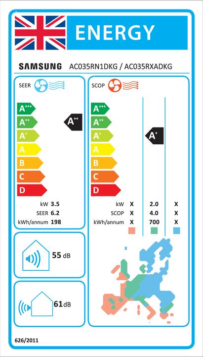 Energie-Label Samsung AC035RXADKG/EU (11942.50 BTU/h)