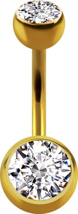 Image du produit Acha Direct Banane dorée à l'or fin avec deux boules de cristal argenté (Titane G23, sans laiton)