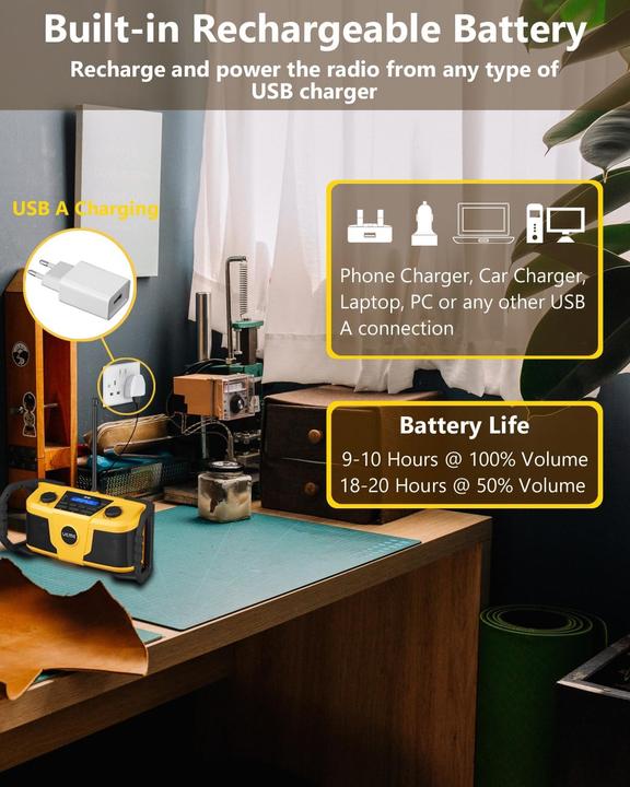 Image du produit Ueme Baustellenradio mit DAB+ und Bluetooth (DAB+ DAB, Bluetooth)