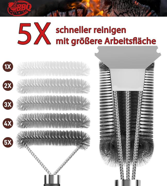 Immagine prodotto Mara Vital Spazzola per grigliare con setole in acciaio inox extra-lunghe, spatola in acciaio inox e manico in (35 cm)