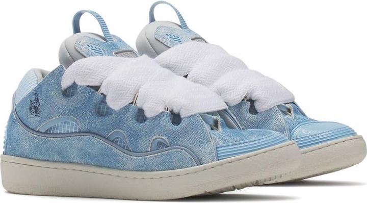 Actual product image Lanvin curb sneakers in leather and mesh color denim blue (42)