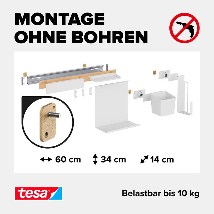 Productafbeelding tesa Keuken organiser combi set L om te lijmen, installatie zonder boren