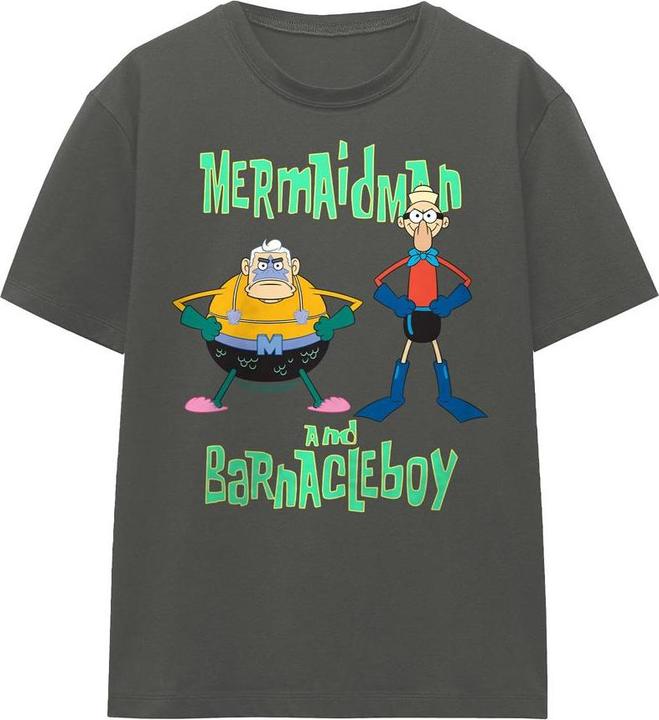 Immagine prodotto Spongebob Squarepants Maglietta L'Uomo Sirena e il Ragazzo Barnacle Adulto Unisex (L)