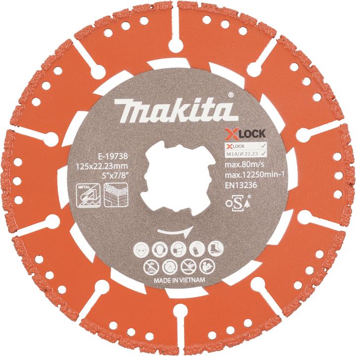 Makita Diamanttrennscheibe Schneiden Bohrung 22,23mm X-LOCK Rescue 125mm E-19738